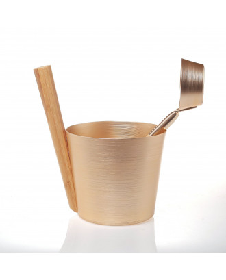 Schwarzer Stahleimer 4,5 l und Schöpfkelle 42 cm SAUNA-ZUBEHÖR