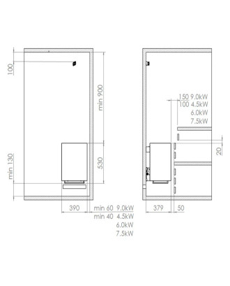 Elektrischer Saunaofen Harvia Virta Wand, 9,0 kW, Schwarz, ohne Steuereinheit ELEKTRISCHE SAUNAHEIZUNG
