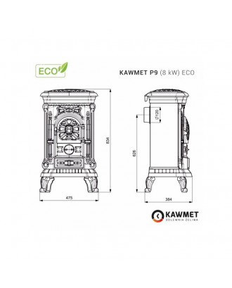 Gusseisenofen KAWMET P9 8 kW ECO HEIZÖFEN