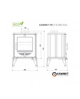 Gusseisenofen KAWMET P8 7,9 kW ECO HEIZÖFEN