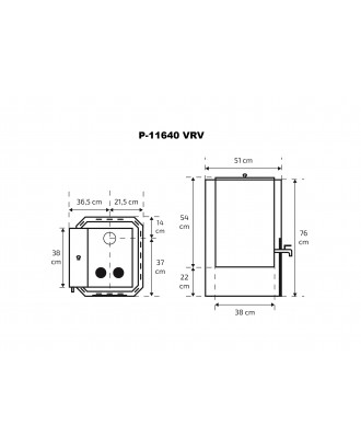 Saunaofen Skamet – P-11640 PRV, Warmwasserbereiter - Rechts, mit Glas HOLZBRENNENDE SAUNAÖFEN