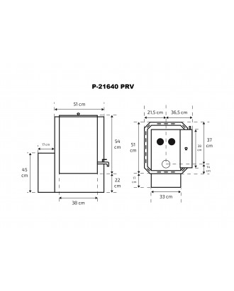 Saunaofen Skamet – P-21640 PRV, Warmwasserbereiter - Rechts, mit Glas HOLZBRENNENDE SAUNAÖFEN