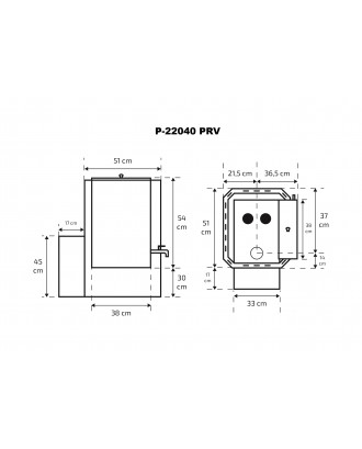 Saunaofen Skamet – P-22040 PRV, Warmwasserbereiter - Rechts, mit Glas HOLZBRENNENDE SAUNAÖFEN