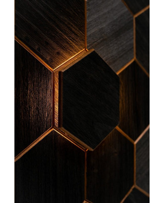 Dekoratives Element Hexa Black Thermo, Abachi, LED SAUNA- UND HAMMAM-BELEUCHTUNG