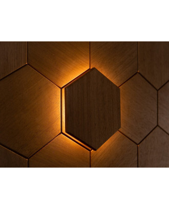 Dekoratives Element Hexa Thermo, Abachi, LED SAUNA- UND HAMMAM-BELEUCHTUNG
