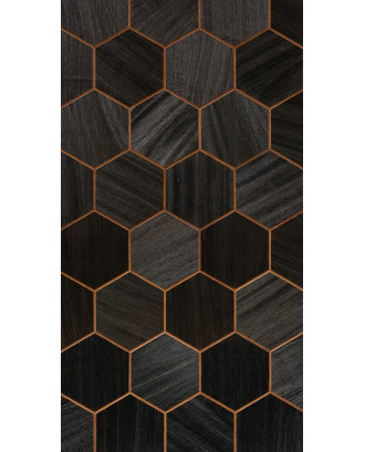 Dekorative Holzpaneele Hexa XL Thermo Schwarz, Abachi SAUNA HOLZ